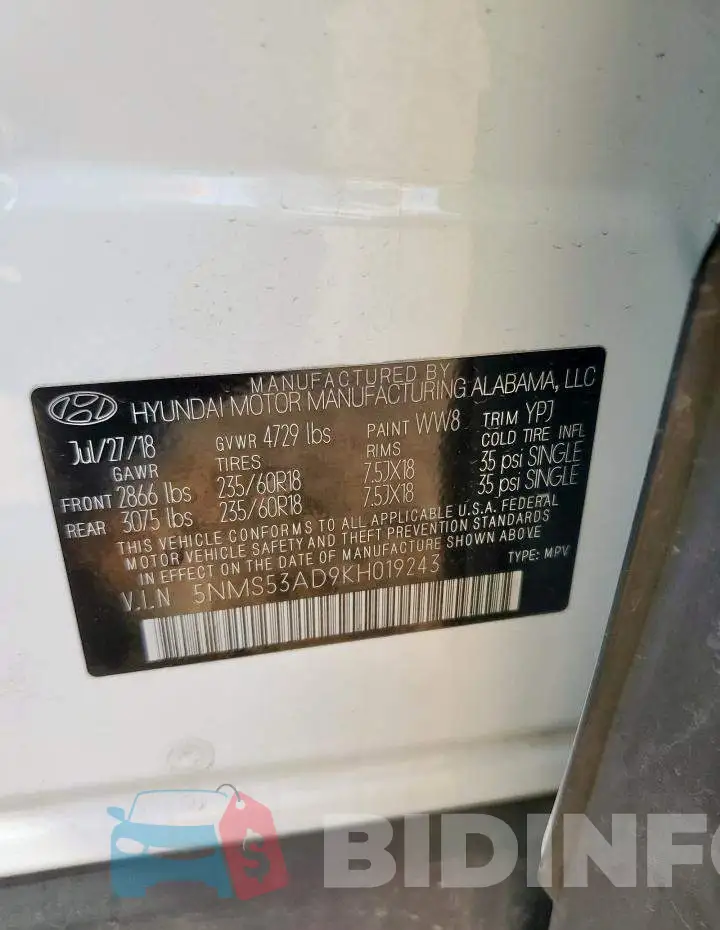 5NMS53AD9KH019243 Photo# 13