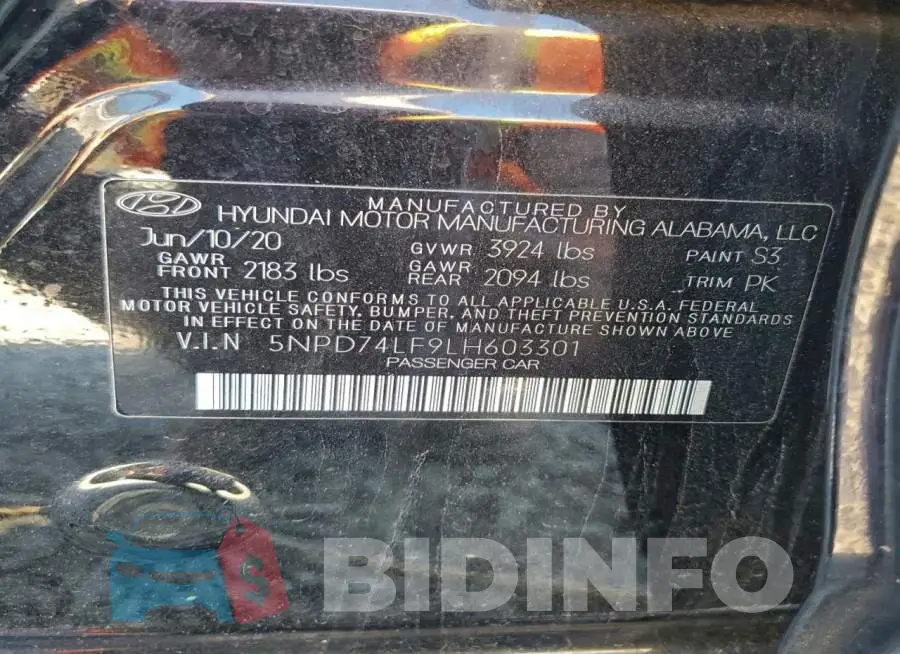 5NPD74LF9LH603301 Photo# 12
