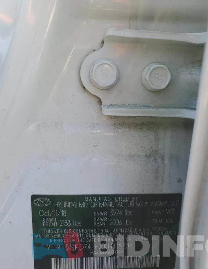 5NPD74LFXKH418205 Photo# 13