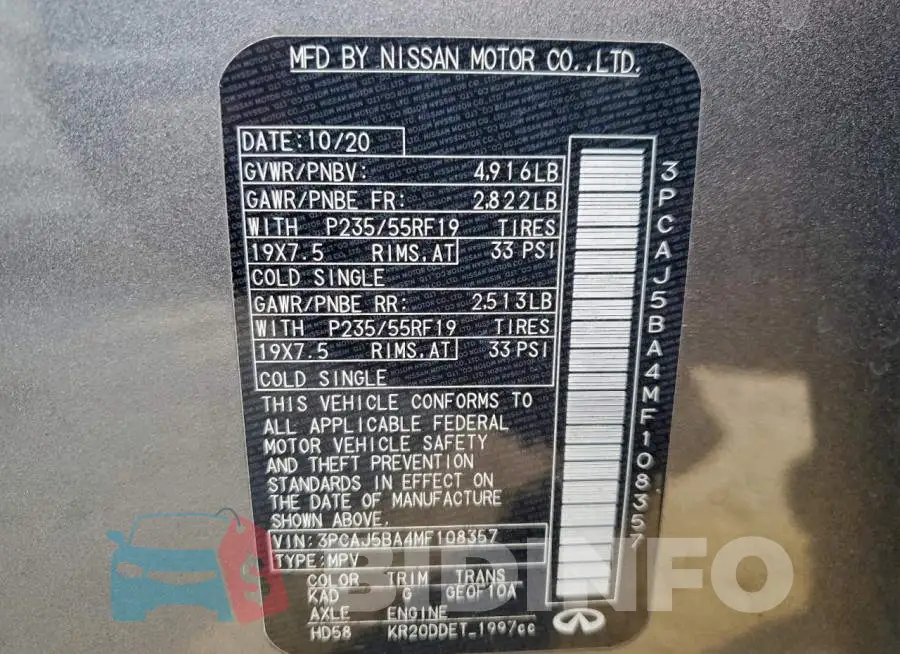 3PCAJ5BA4MF108357 Photo# 14