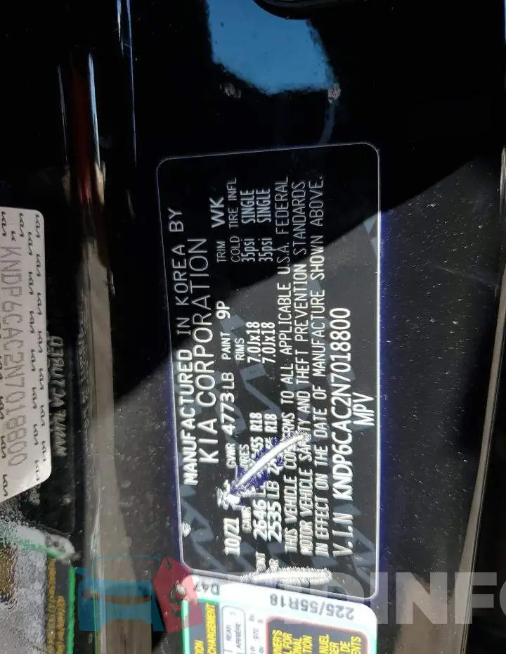 KNDP6CAC2N7018800 Photo# 13