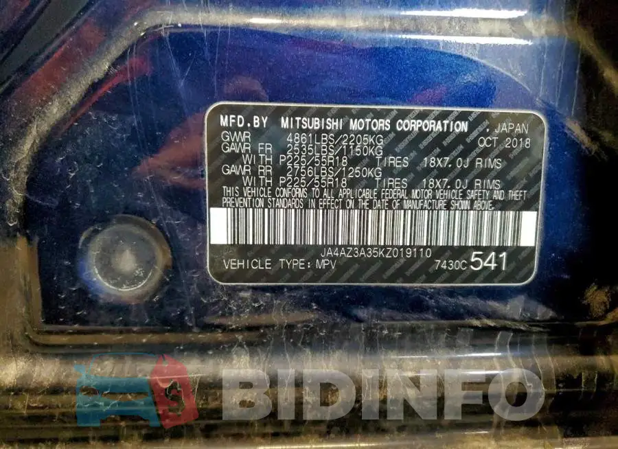 JA4AZ3A35KZ019110 Photo# 13