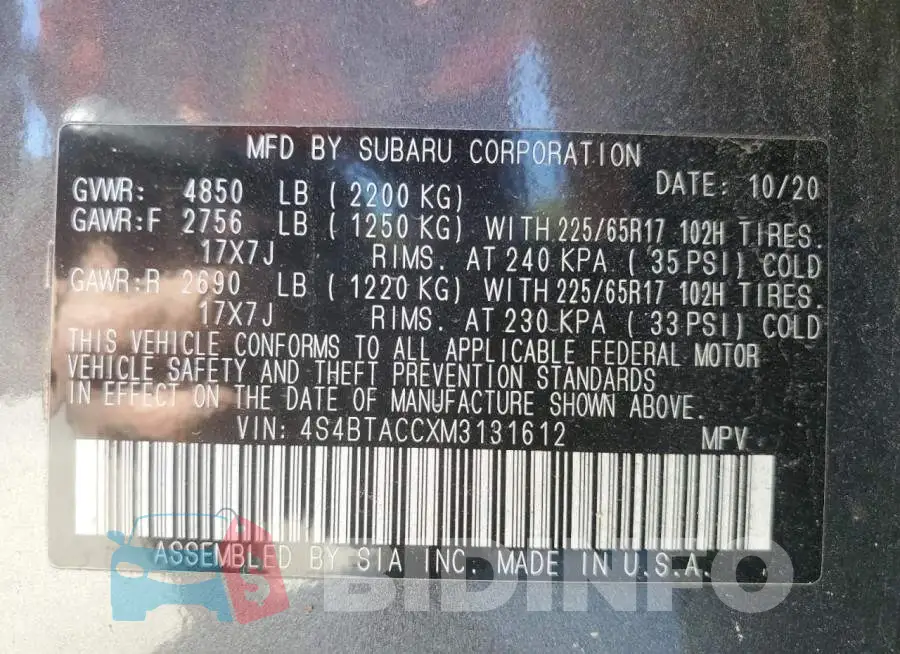 4S4BTACCXM3131612 Photo# 13