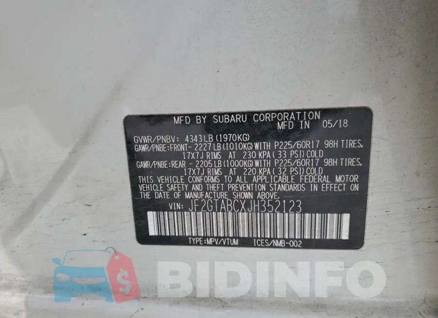 JF2GTABCXJH352123 Photo# 14