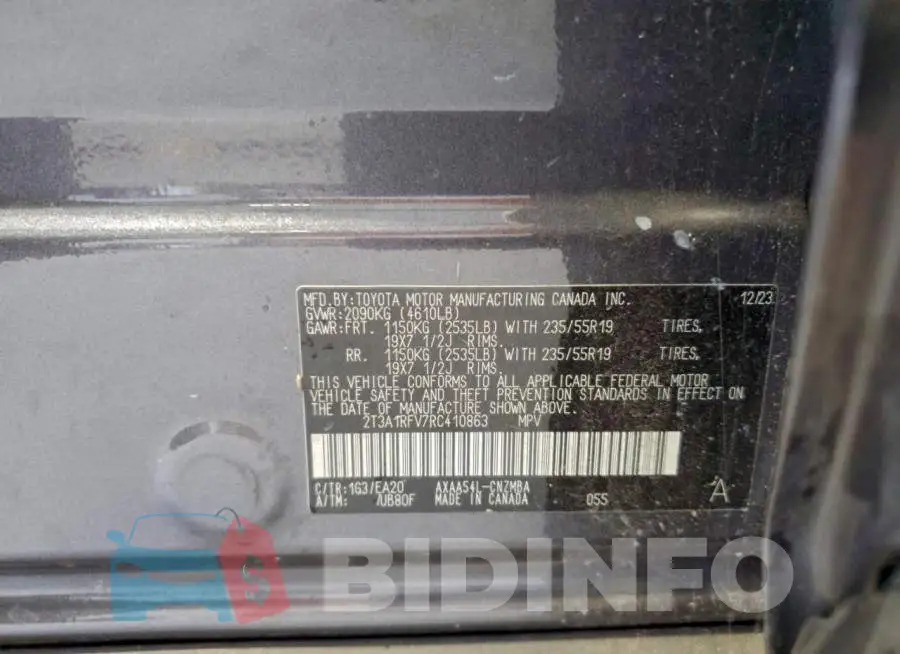 2T3A1RFV7RC410863 Photo# 13