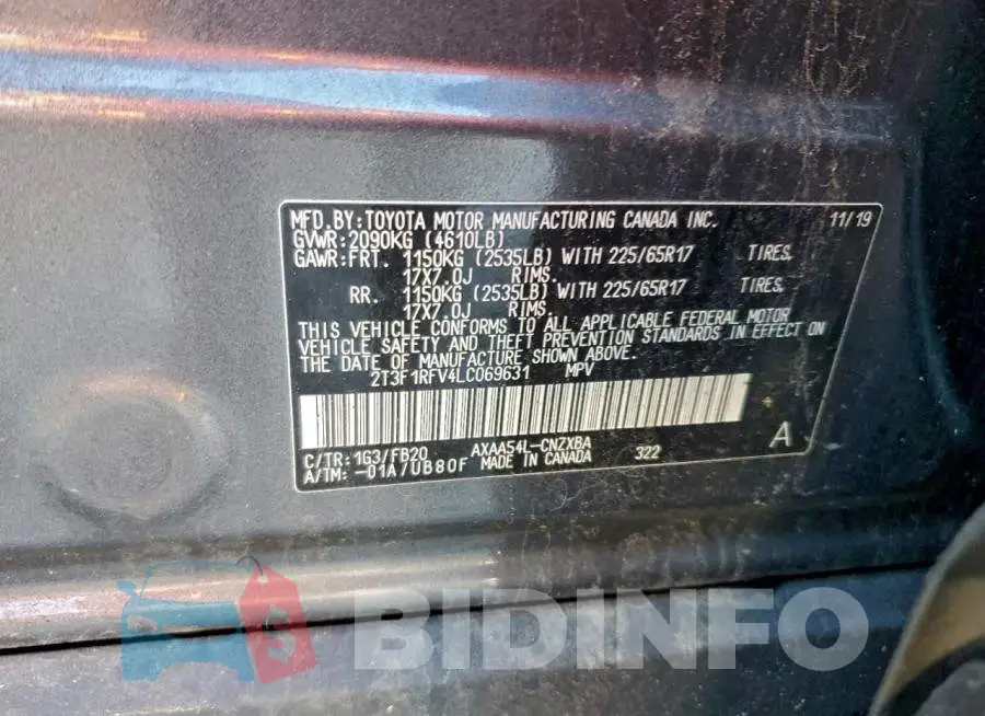 2T3F1RFV4LC069631 Photo# 13