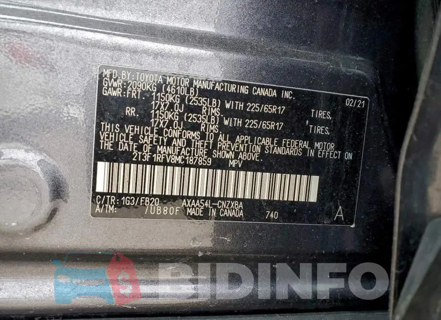 2T3F1RFV8MC187859 Photo# 12