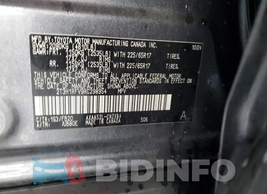 2T3H1RFV9RC298954 Photo# 13