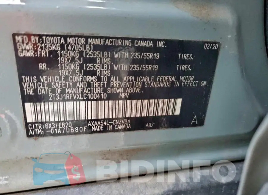 2T3J1RFVXLC100410 Photo# 14