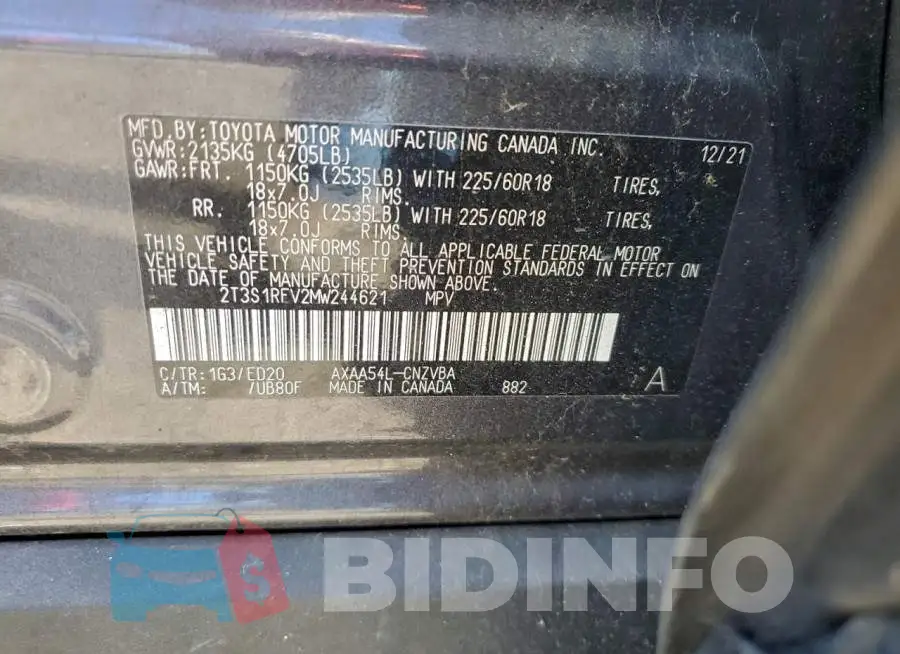 2T3S1RFV2MW244621 Photo# 13