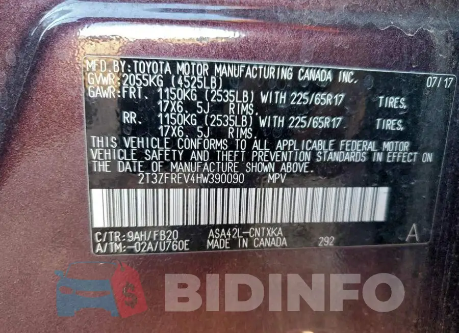 2T3ZFREV4HW390090 Photo# 13