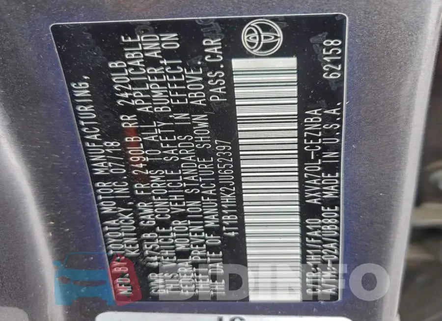 4T1B11HK2JU652397 Photo# 12