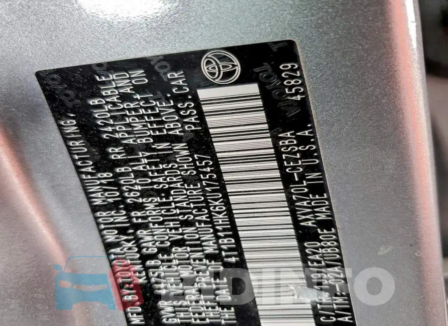 4T1B11HK6KU175457 Photo# 12