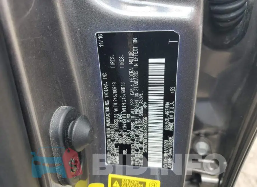 5TDZZRFH8HS190556 Photo# 13