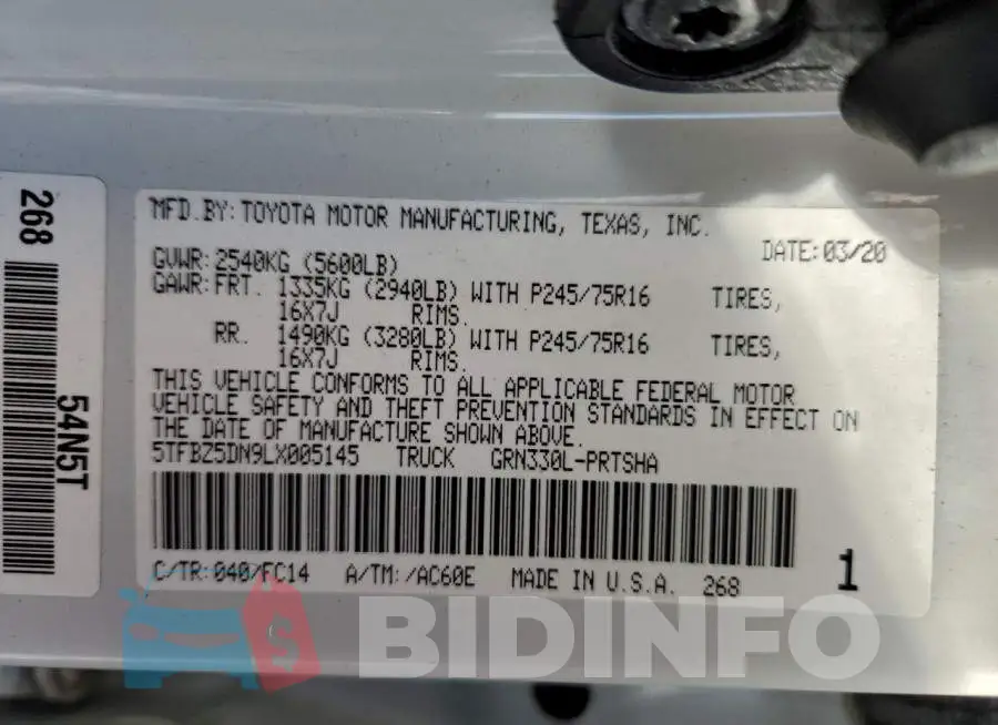 5TFBZ5DN9LX005145 Photo# 12
