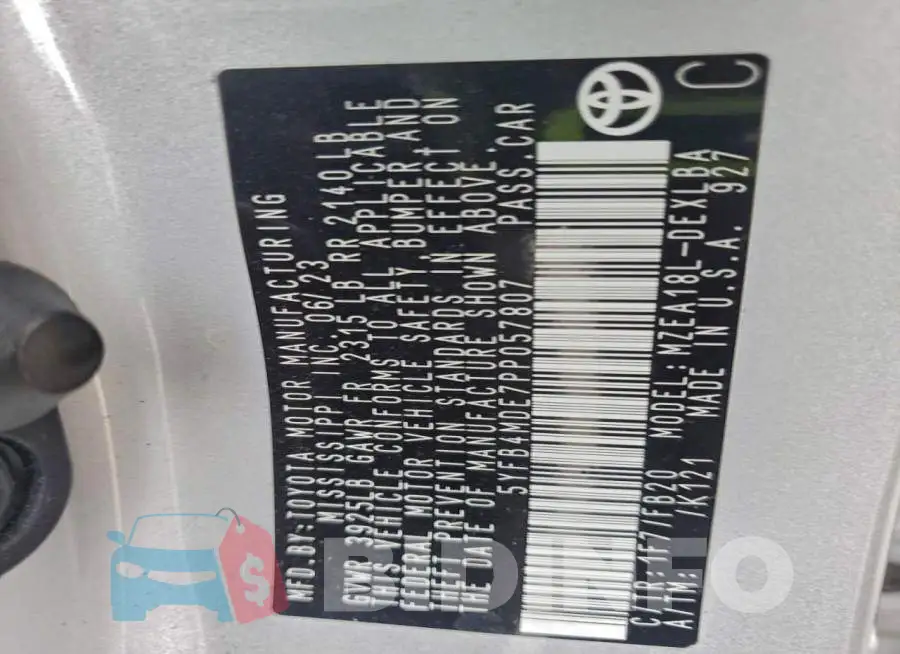 5YFB4MDE7PP057807 Photo# 12