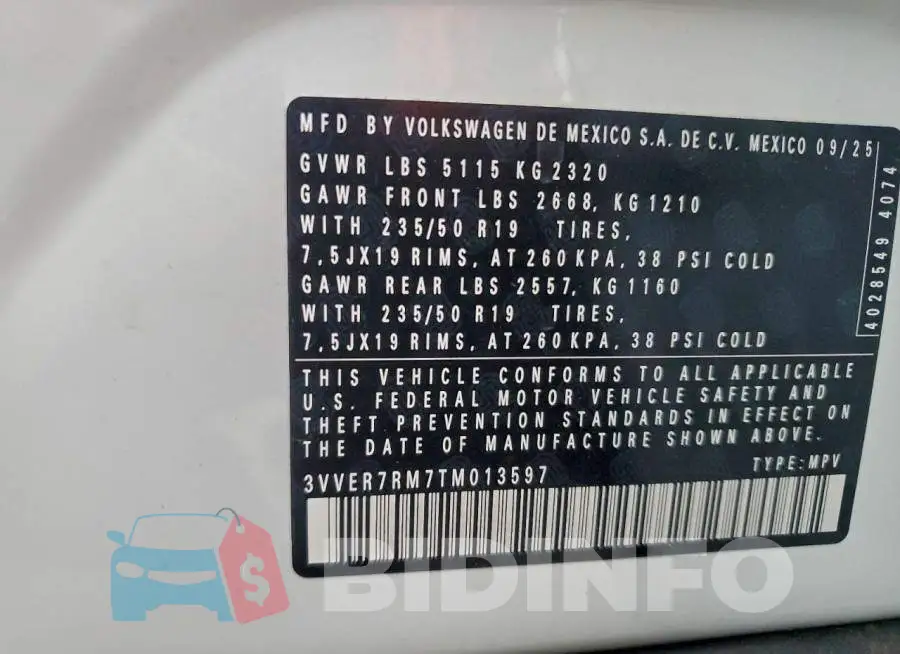 3VVER7RM7TM013597 Photo# 14