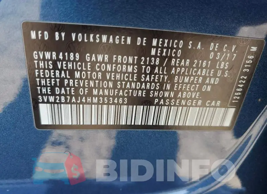 3VW2B7AJ4HM353463 Photo# 12