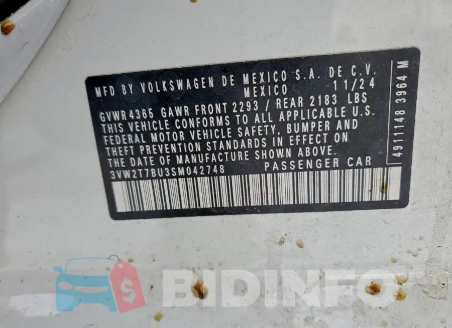 3VW2T7BU3SM042748 Photo# 12