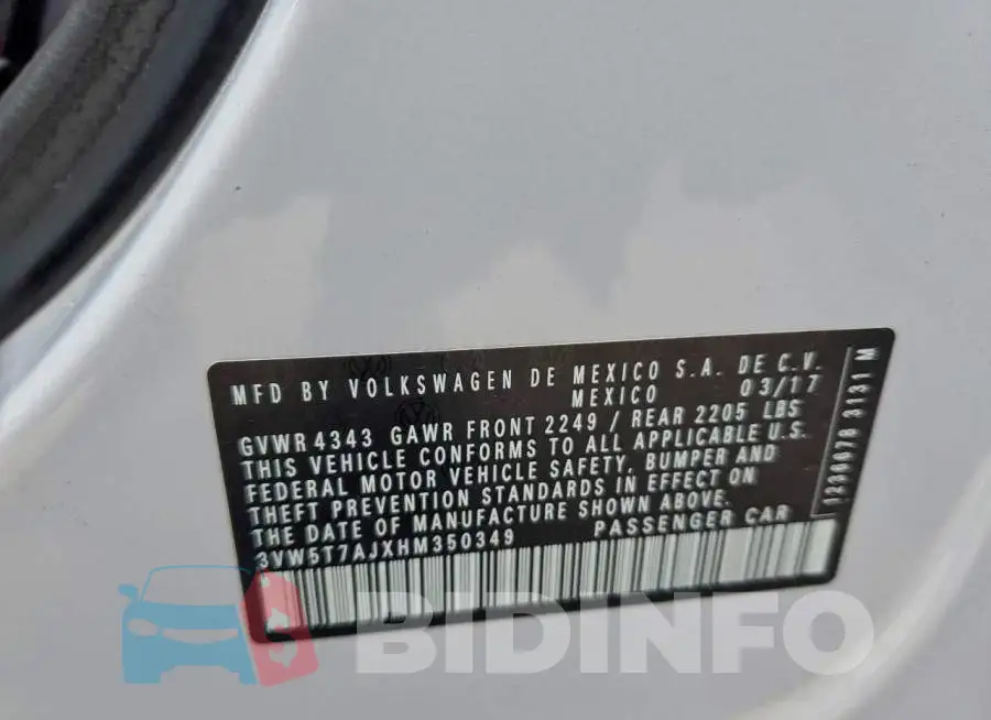 3VW5T7AJXHM350349 Photo# 13