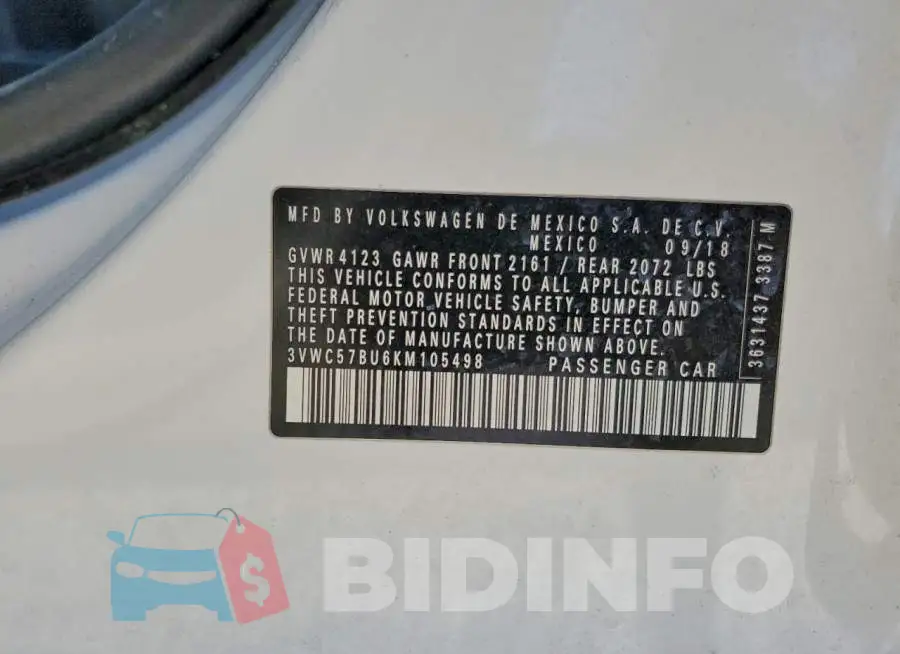 3VWC57BU6KM105498 Photo# 12