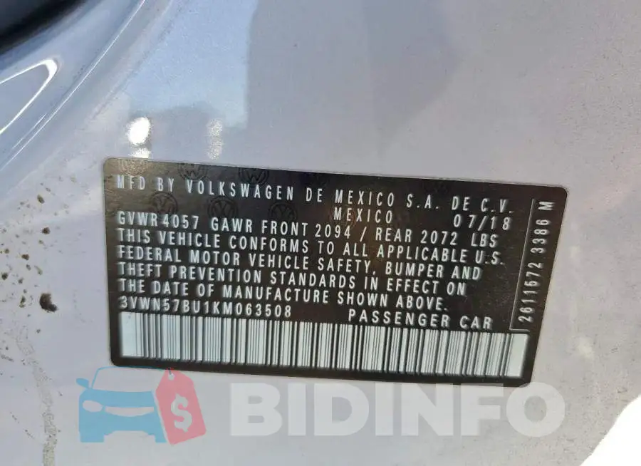 3VWN57BU1KM063508 Photo# 12