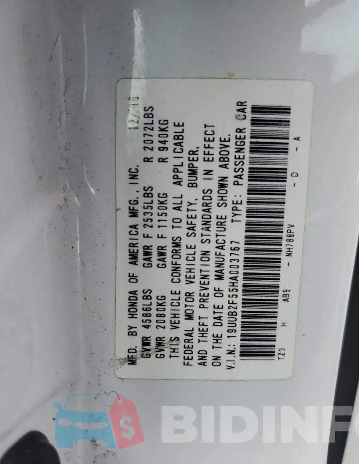 19UUB2F55HA003767 Photo# 12