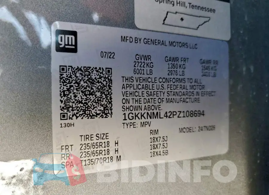 1GKKNML42PZ108694 Photo# 14