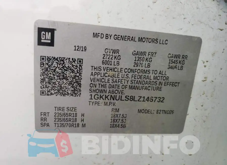 1GKKNULS8LZ146732 Photo# 14