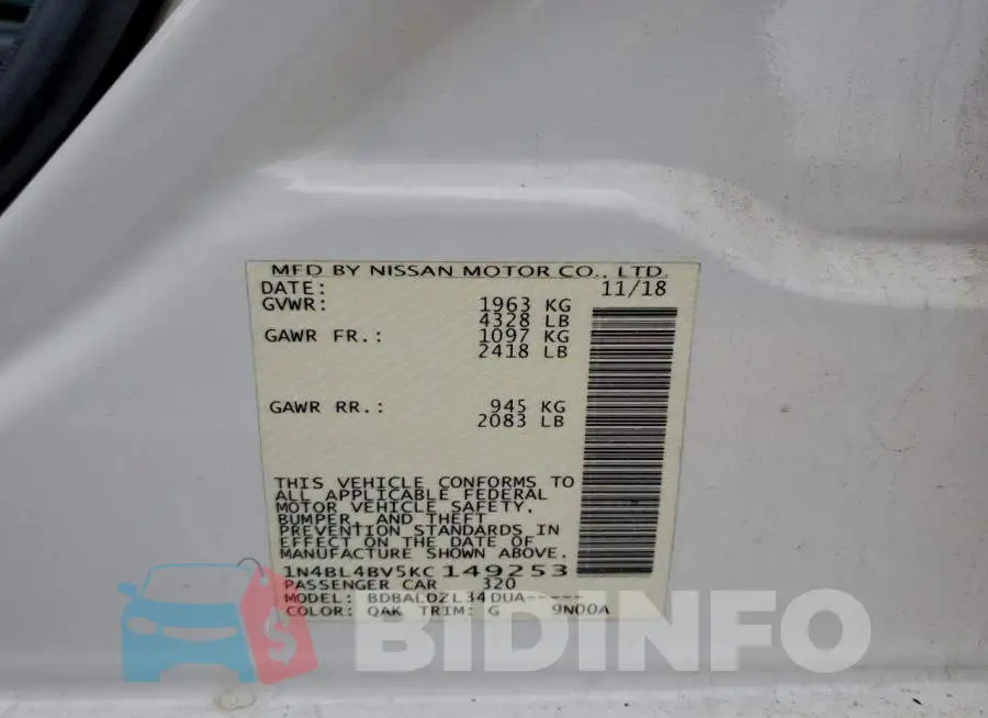 1N4BL4BV5KC149253 Photo# 12