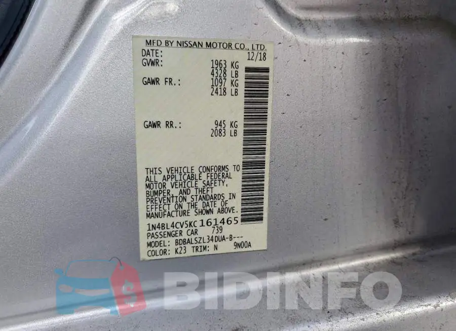 1N4BL4CV5KC161465 Photo# 12