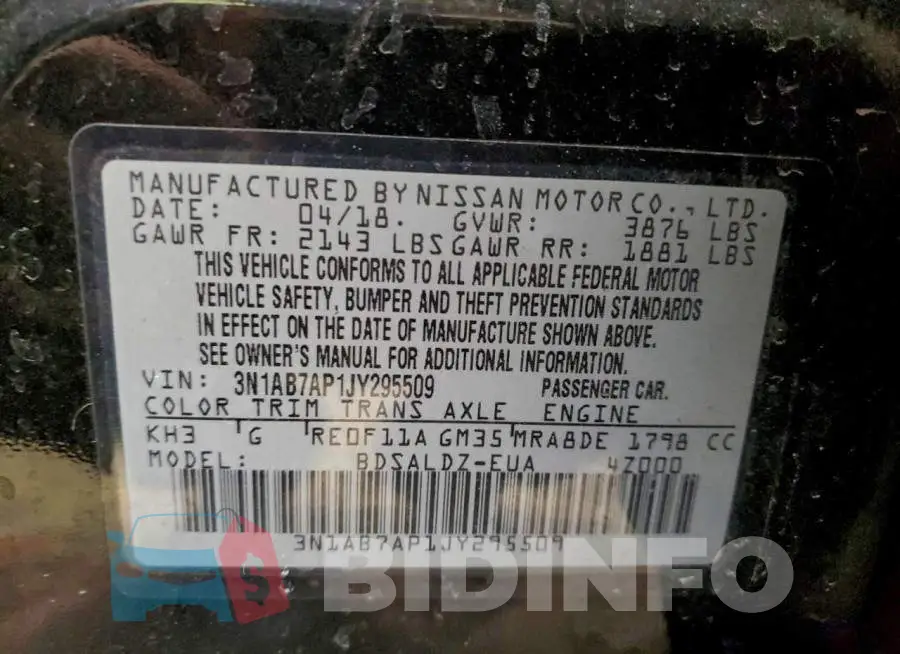3N1AB7AP1JY295509 Photo# 12