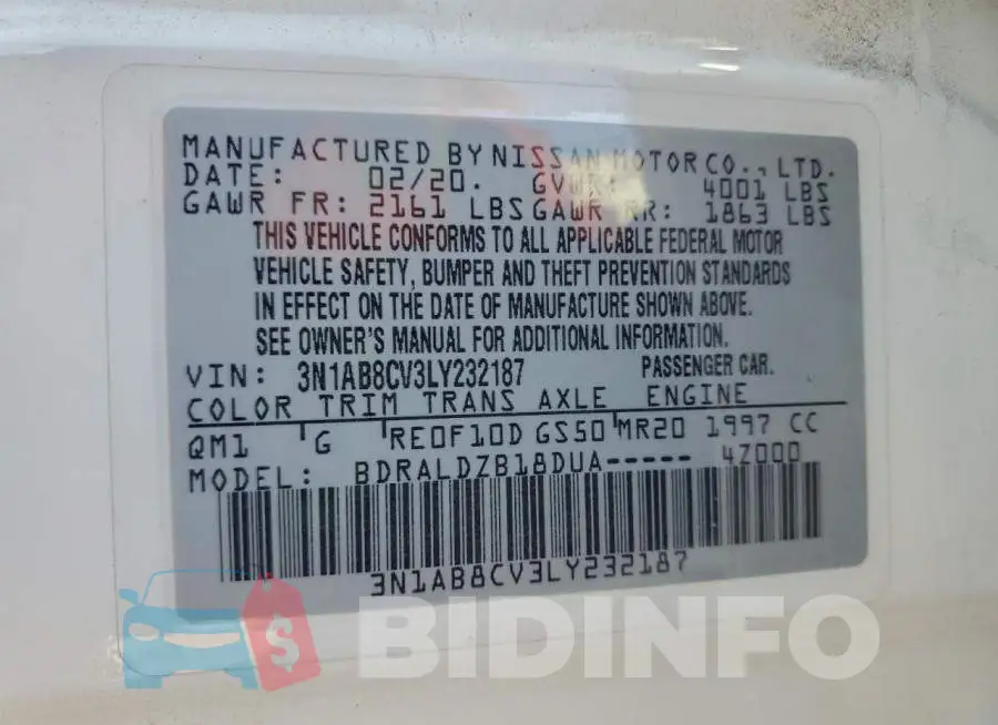 3N1AB8CV3LY232187 Photo# 13