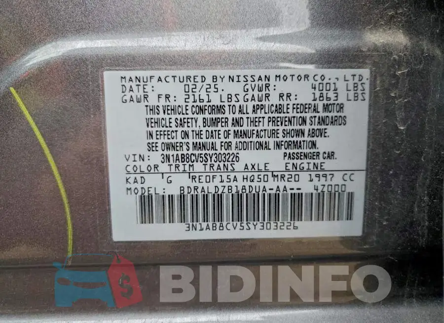3N1AB8CV5SY303226 Photo# 12