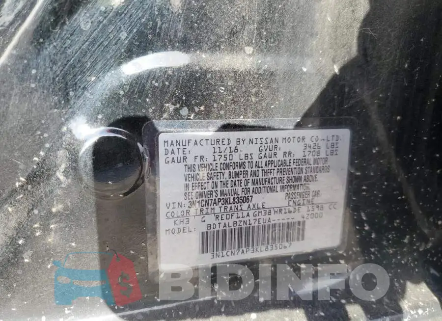 3N1CN7AP3KL835067 Photo# 13