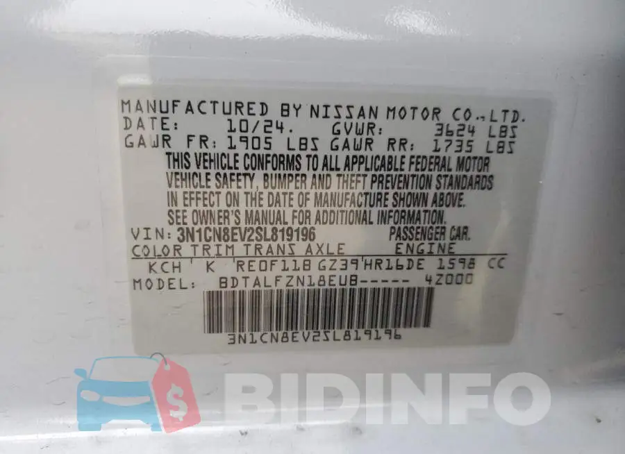 3N1CN8EV2SL819196 Photo# 13