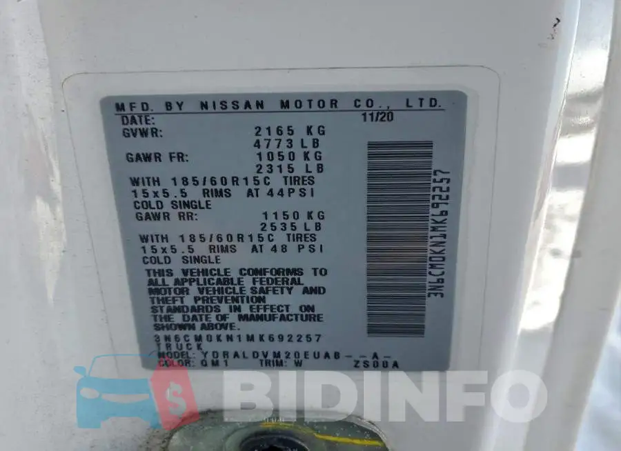 3N6CM0KN1MK692257 Photo# 13