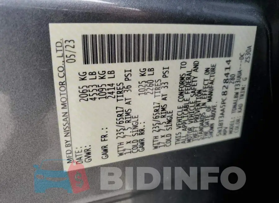 5N1BT3AA5PC828414 Photo# 13