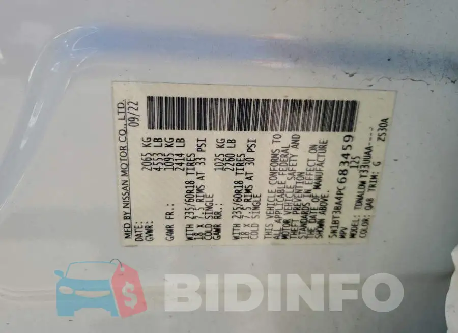 5N1BT3BA4PC683459 Photo# 13