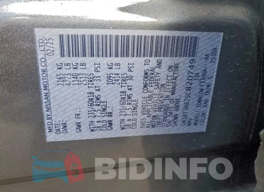 5N1BT3BB7SC820749 Photo# 14