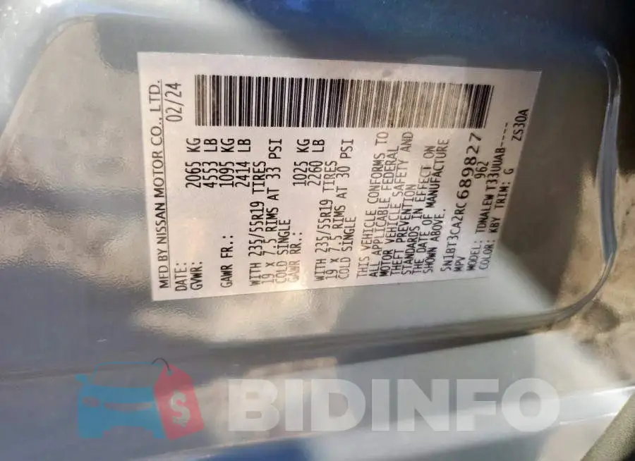5N1BT3CA2RC689827 Photo# 13