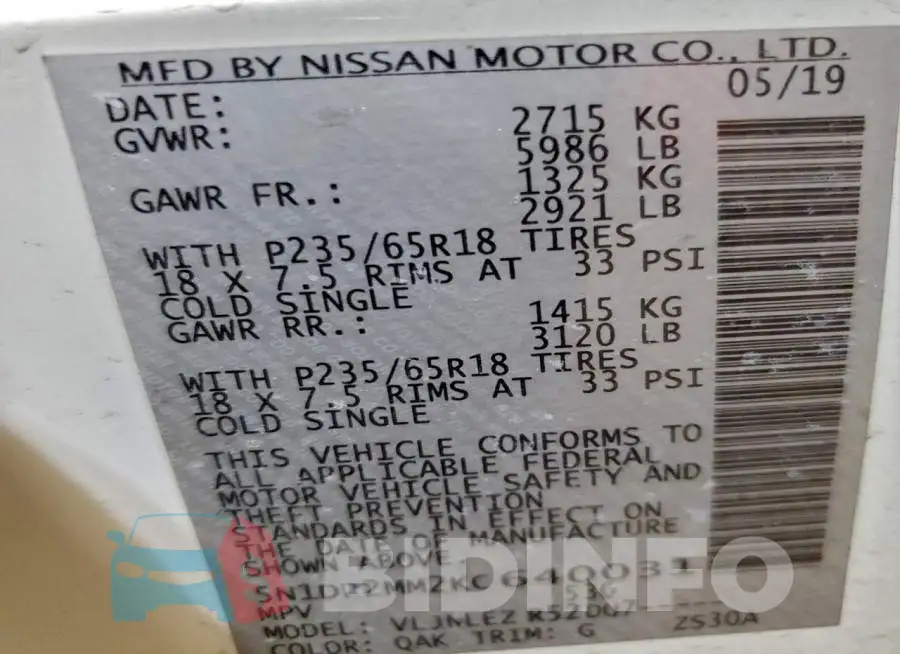 5N1DR2MM2KC640031 Photo# 13