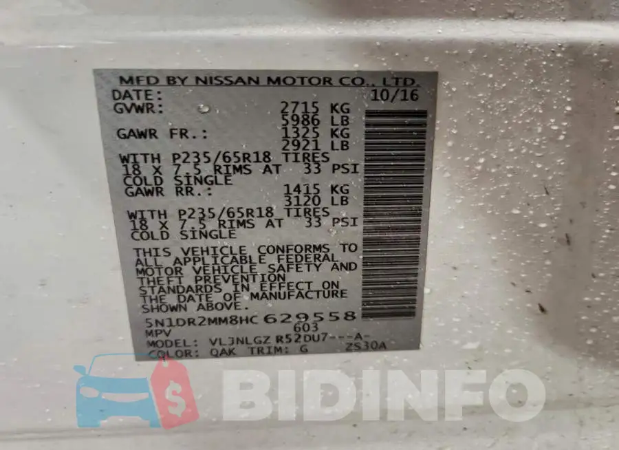 5N1DR2MM8HC629558 Photo# 13