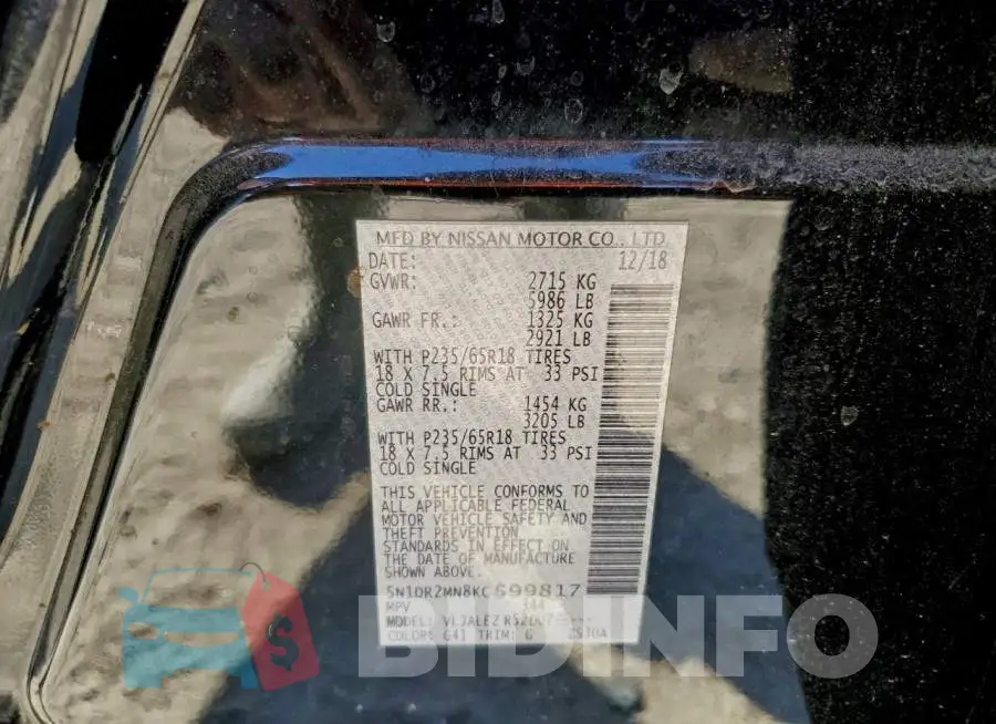 5N1DR2MN8KC599817 Photo# 13