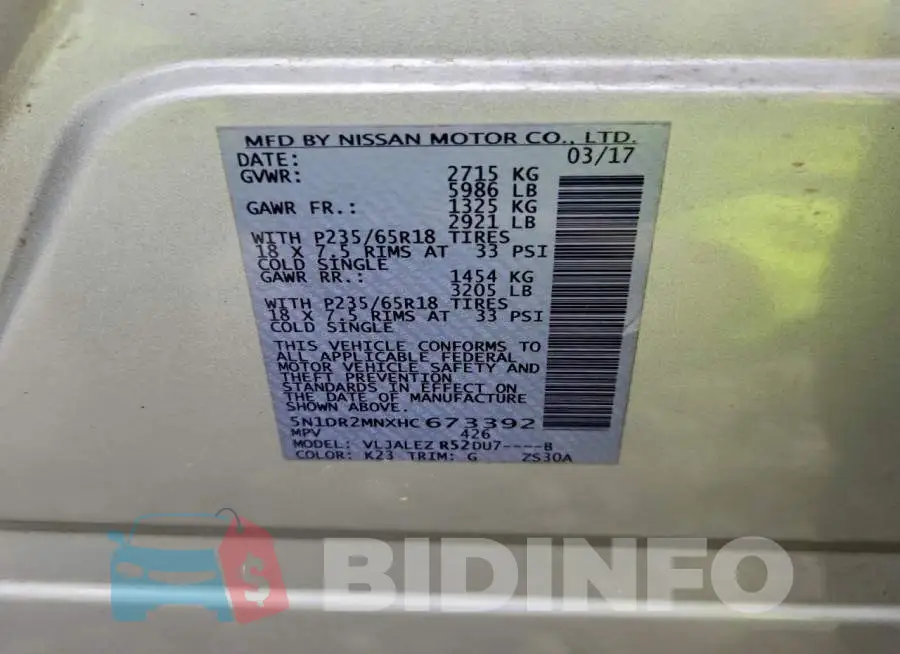 5N1DR2MNXHC673392 Photo# 13