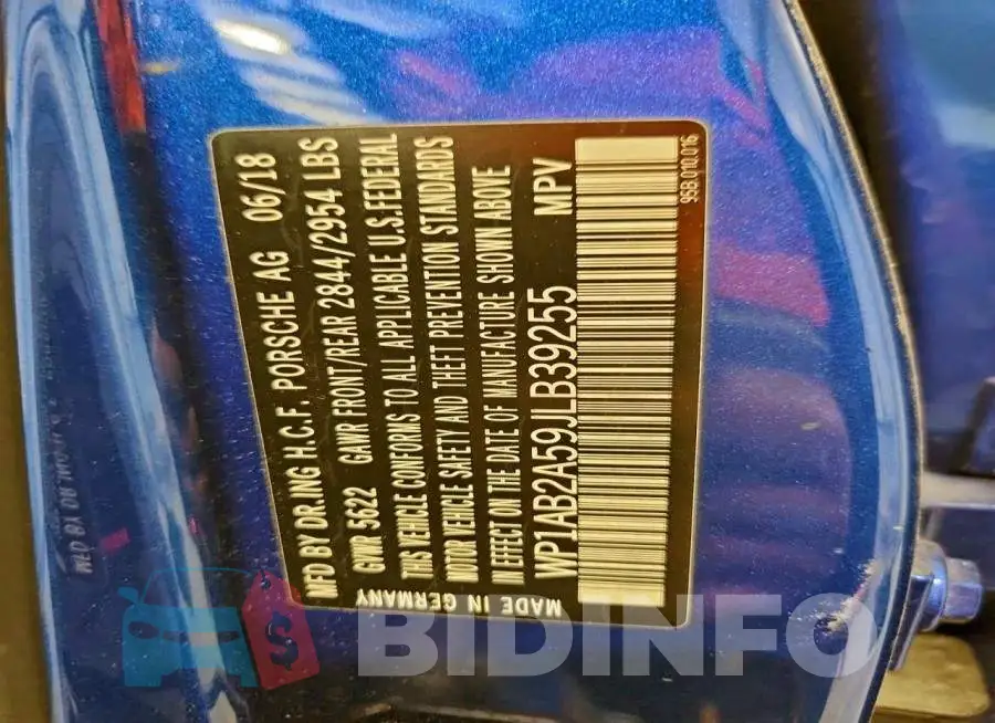 WP1AB2A59JLB39255 Photo# 13