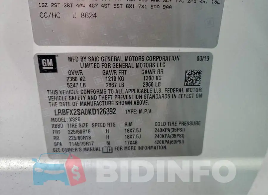 LRBFX2SA0KD126392 Photo# 13