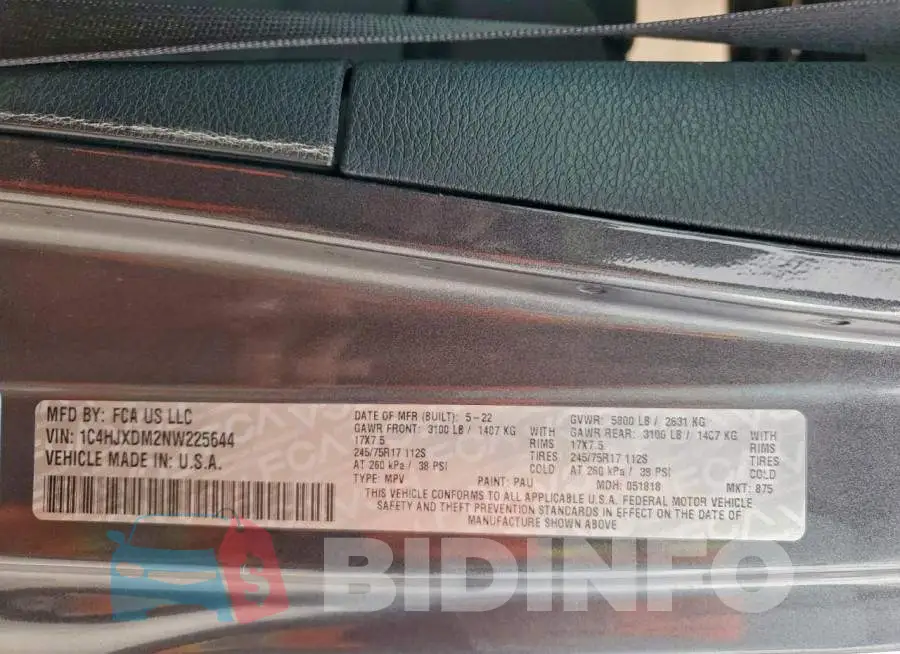 1C4HJXDM2NW225644 Photo# 13