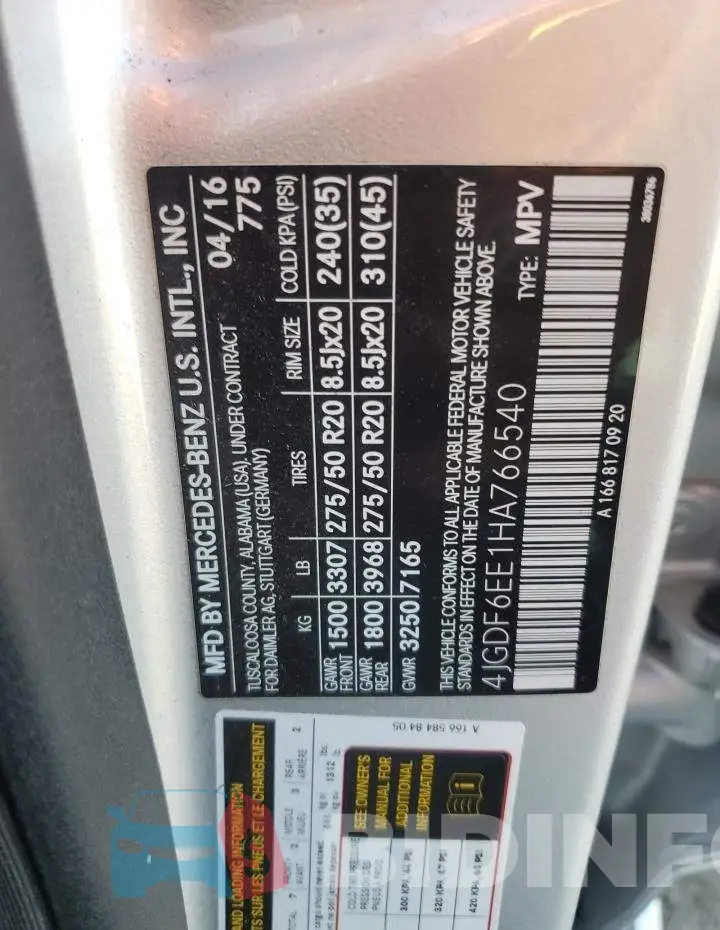 4JGDF6EE1HA766540 Photo# 13