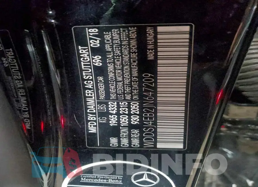 WDDSJ4EB2JN647209 Photo# 12